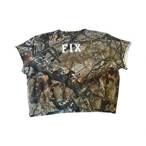 Outfitters Ridge Heavy‎ Camo Hunting Short Sleeve Sweatshirt Womans L